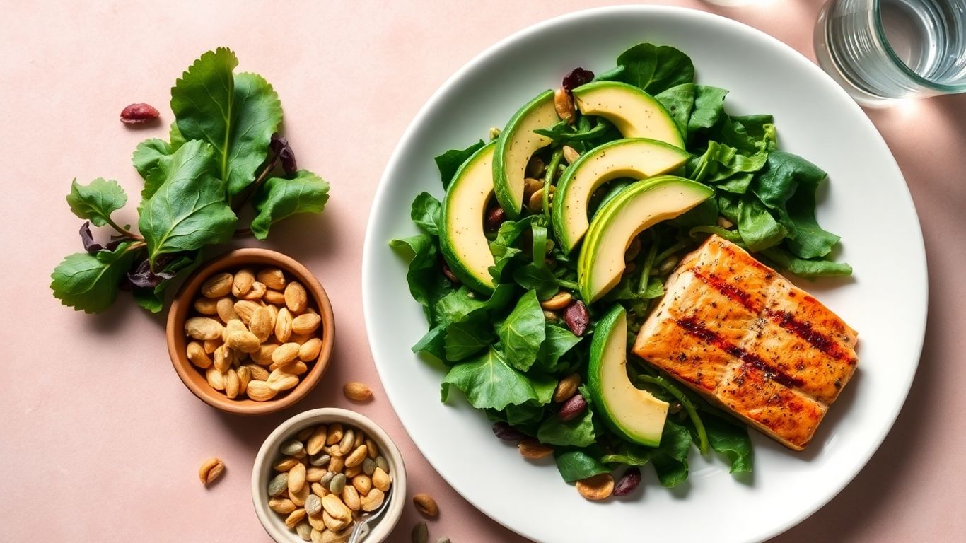 Low carb foods and healthy fats on a plate.