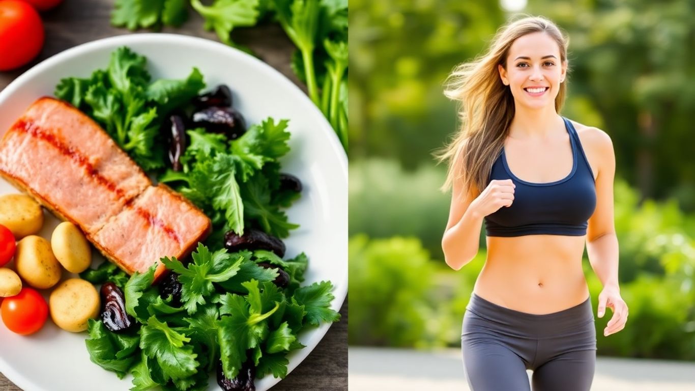 Healthy food and active person, low carb diet benefits.