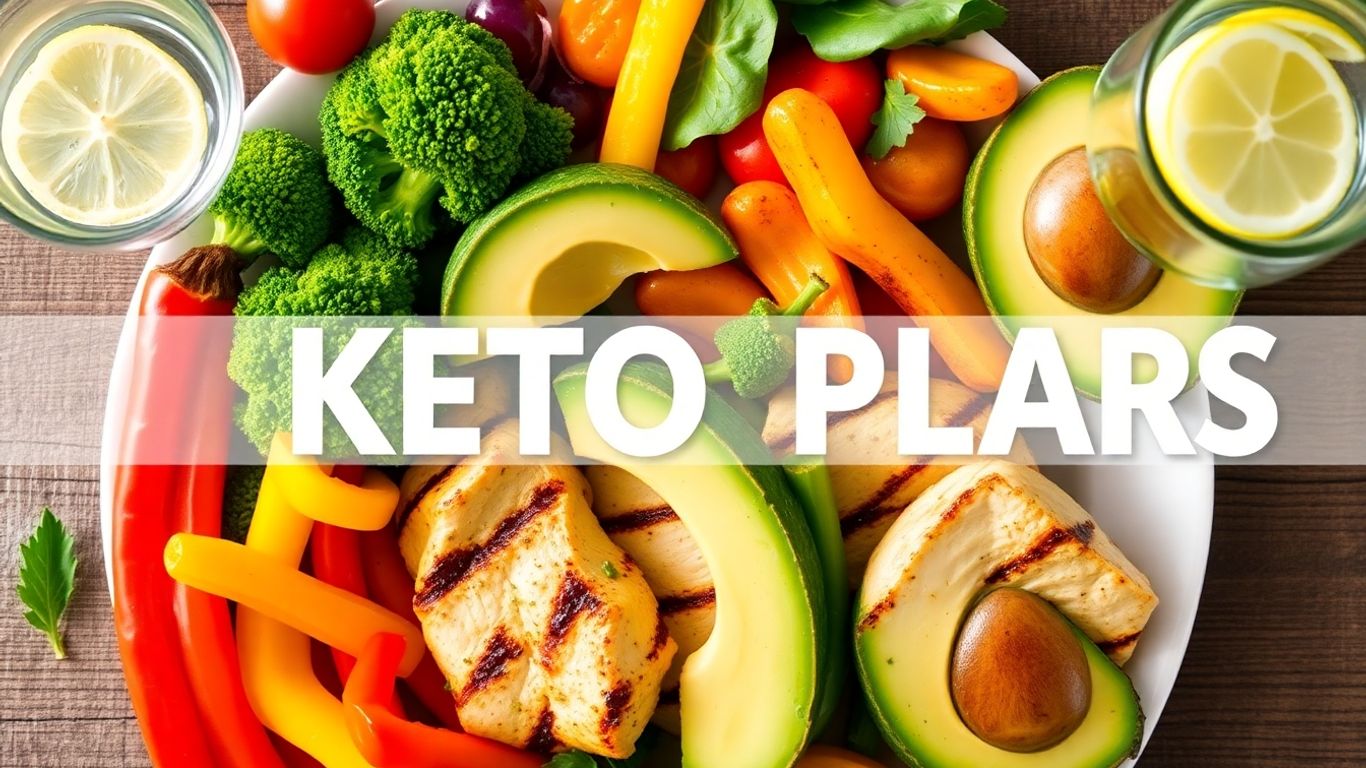 Ketogenic meal plan with fresh vegetables and protein.