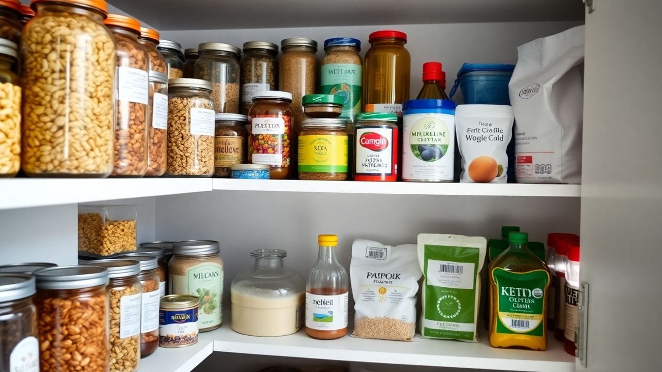 Low-carb pantry staples for a keto kitchen.